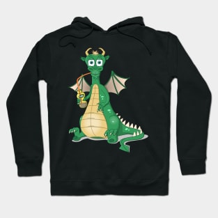 Illustration of a green dragon drinking fuel. Hoodie